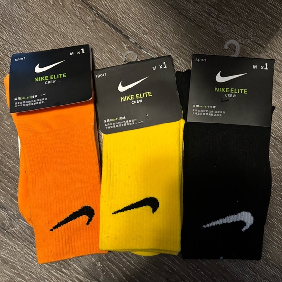Nike Elite Crew Socks - Orange, Yellow, Black - Picture 1 of 2